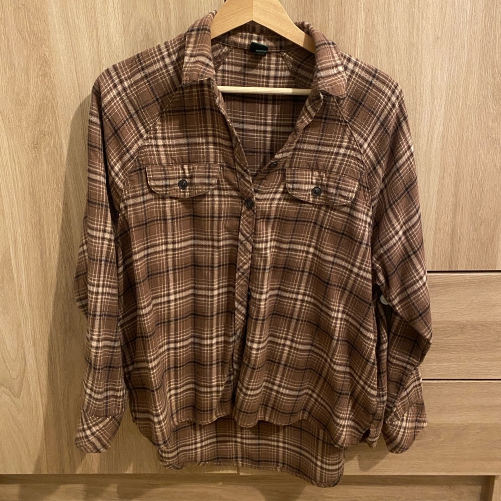 Womens Flannel Button Down Shirt Checkered